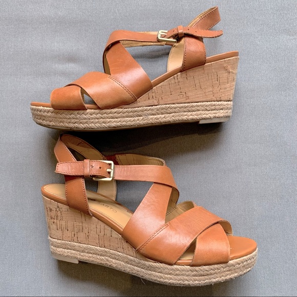 Franco Sarto Leather Wedge Sandals. Size 7. - Picture 3 of 7